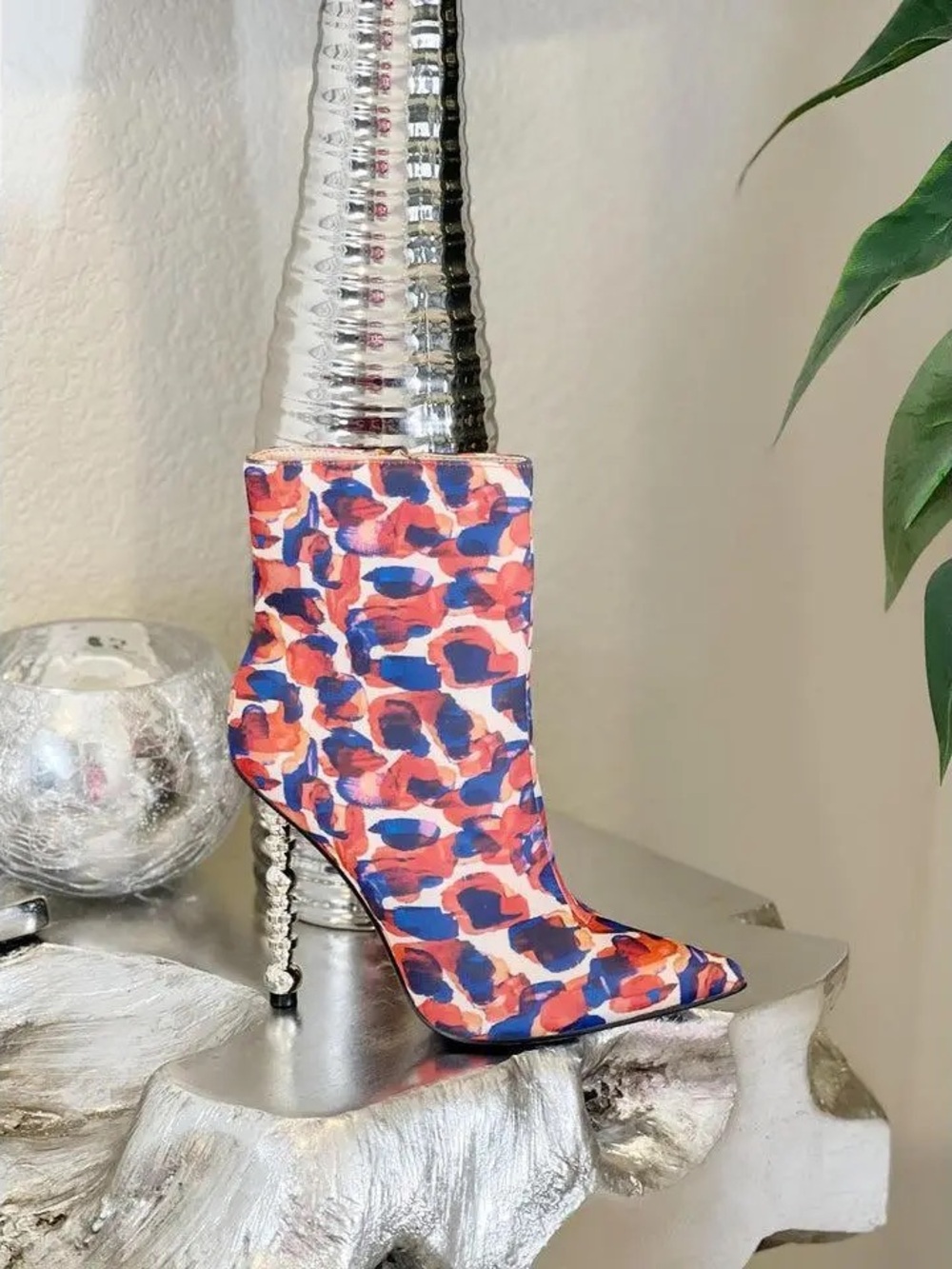 Cape Robbin Red Multi Floral Pointed-Stiletto Ankle Boots - Picture 3 of 7